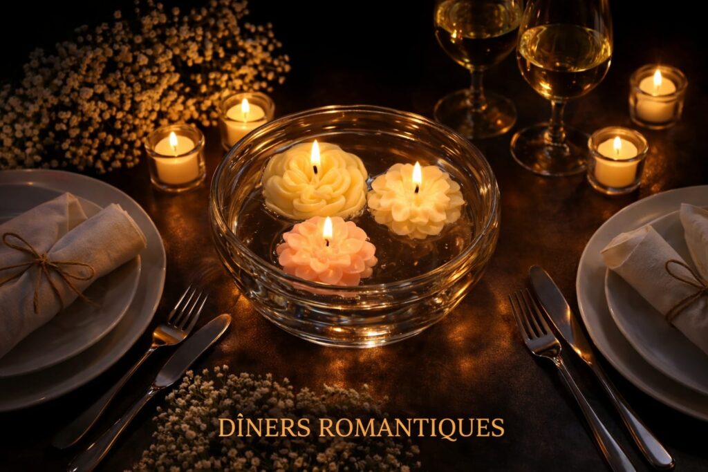 Trio de Bougies Flottantes Parfumées – Décoration de table