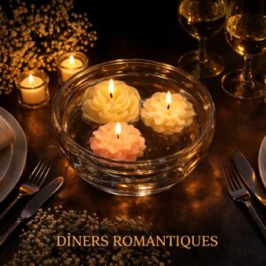Trio de Bougies Flottantes Parfumées – Décoration de table